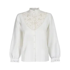 1960s Floral Embroidered Silk Blend Blouse