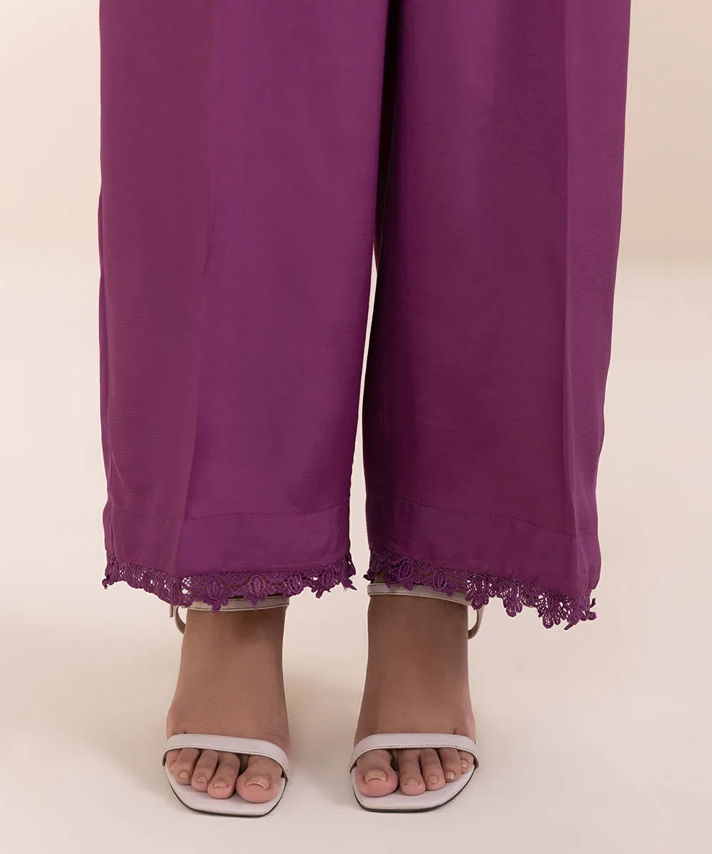 3 Piece - Embroidered Raw Silk Suit