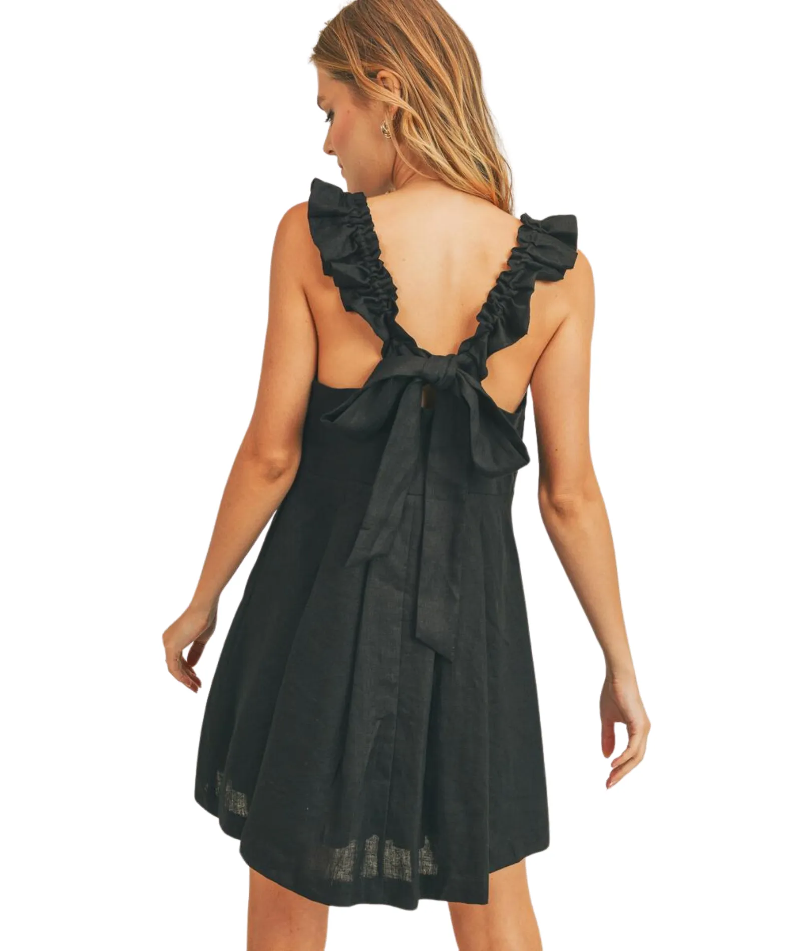 8apart Women Marie Linen Back Tie Dress