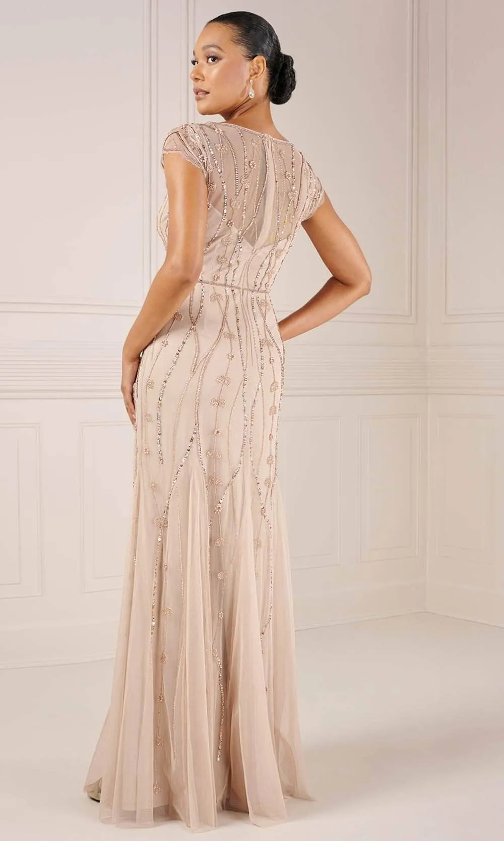 Adrianna Papell Platinum 40442 - Short Sleeve V-Neck Evening Dress