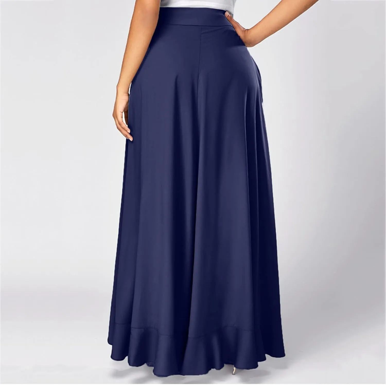 Akklian Womens Casual Hakama Irregular High Waisted Long Culottes Skirt Trendy Wedding Guest Dress Formal Dresses Flowy Skirt