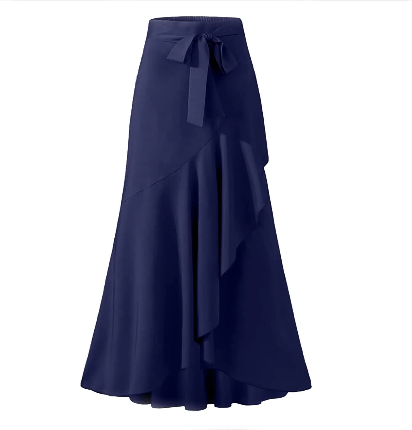 Akklian Womens Casual Hakama Irregular High Waisted Long Culottes Skirt Trendy Wedding Guest Dress Formal Dresses Flowy Skirt