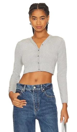 Alexander Wang Long Sleeve V Neck Cardigan in Grey