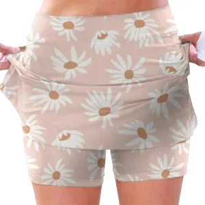 AMDBEL Athletic Yoga Culottes for Women Solid Color Elastic Shorts Summer Lightweight High Waist Skinny Joggers Skirt/Pocket