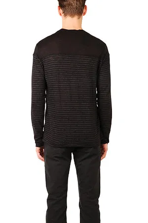 ATM Striped Crew Contrast Yoke Shirt