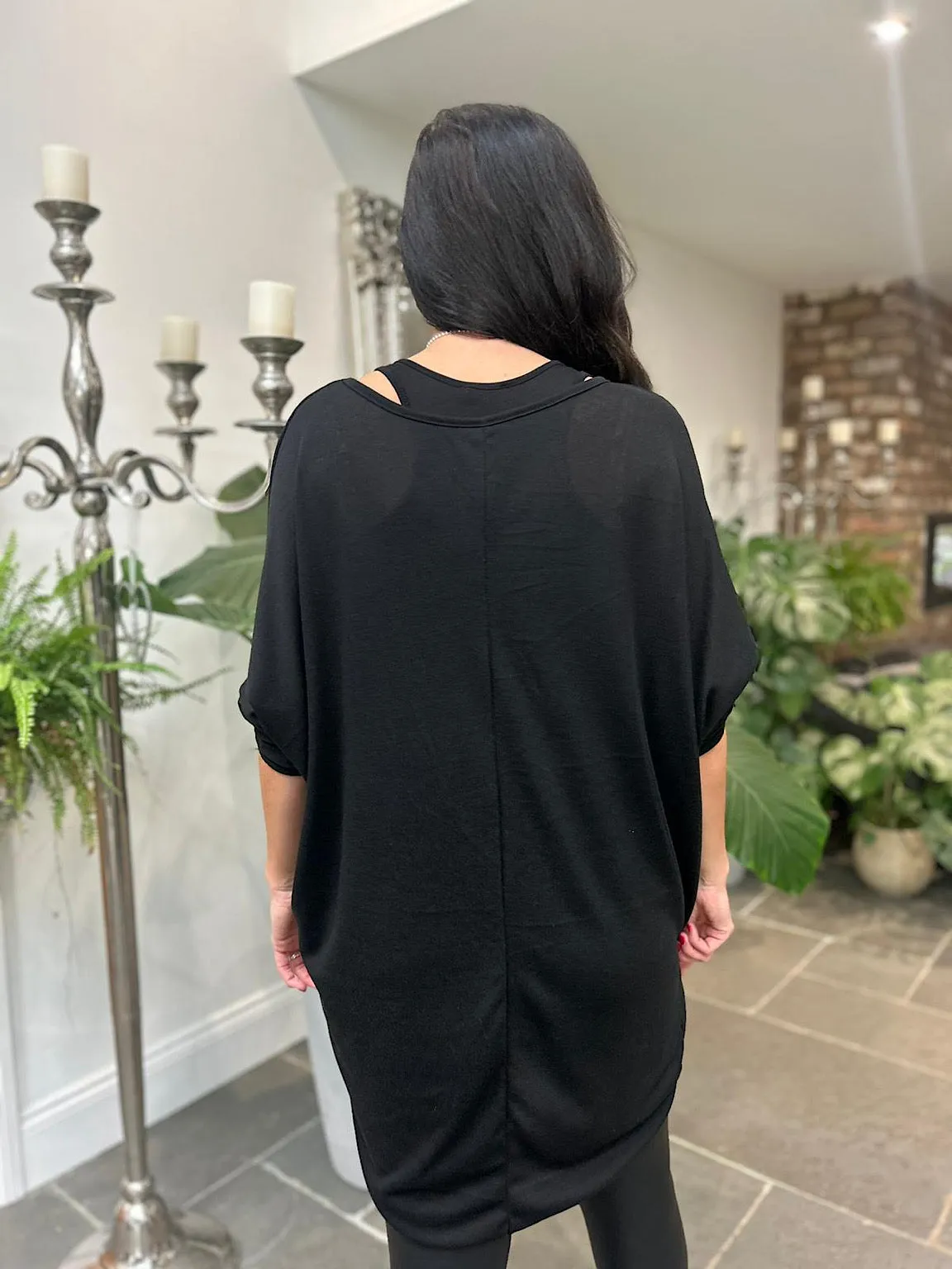 Black Batwing Layered Tunic Gabby