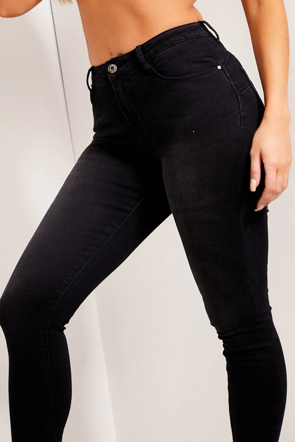 Black Washed Skinny High Waisted Jeans