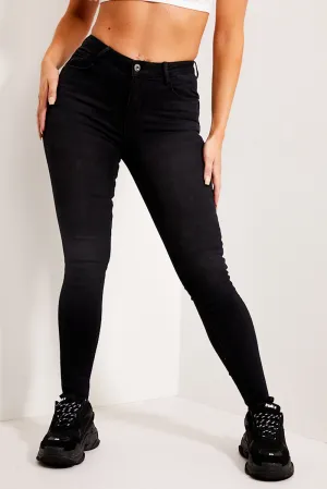 Black Washed Skinny High Waisted Jeans