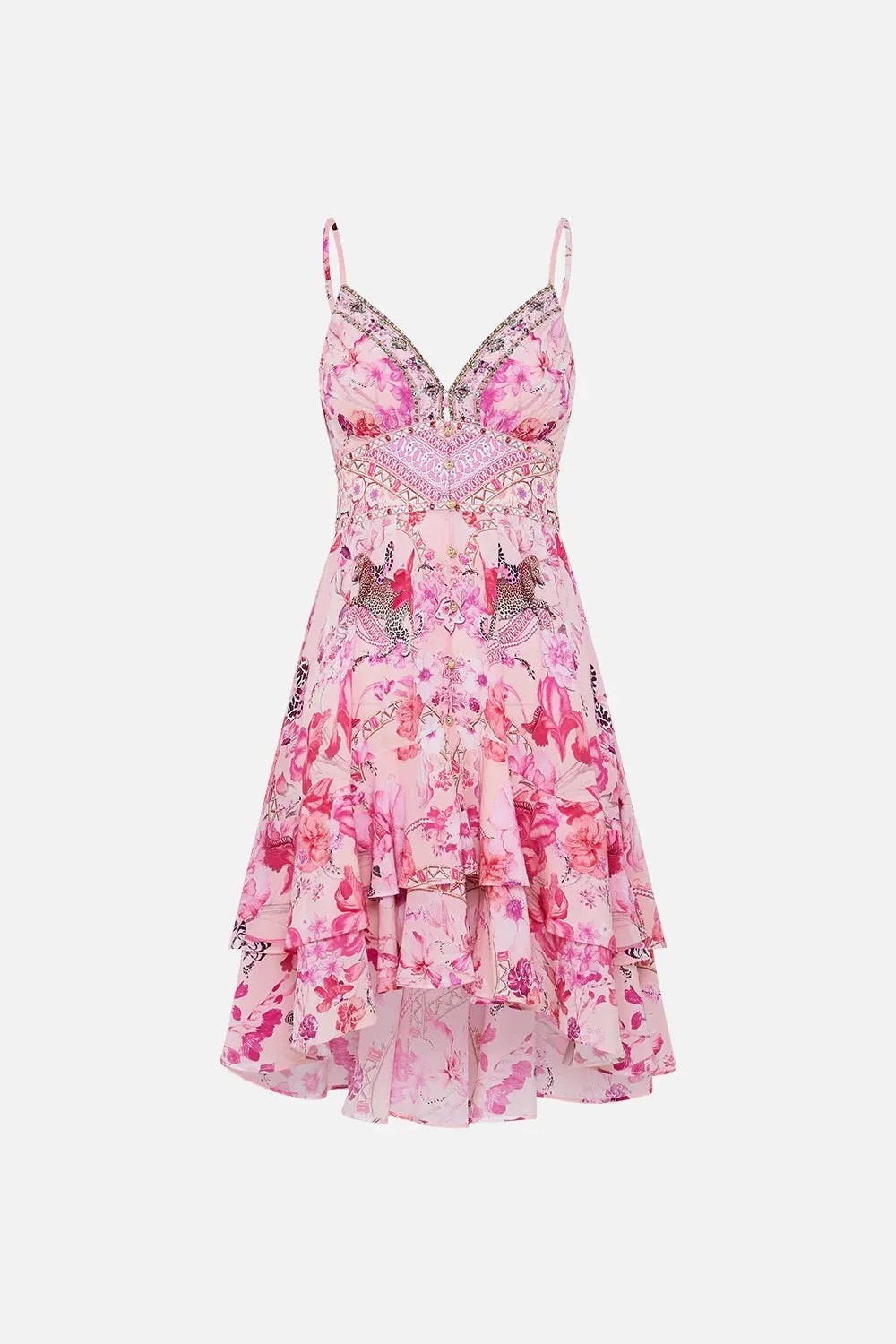 CAMILLA | BOTANICAL NOVELLA BUTTON FRONT STRAPPY FRILL DRESS