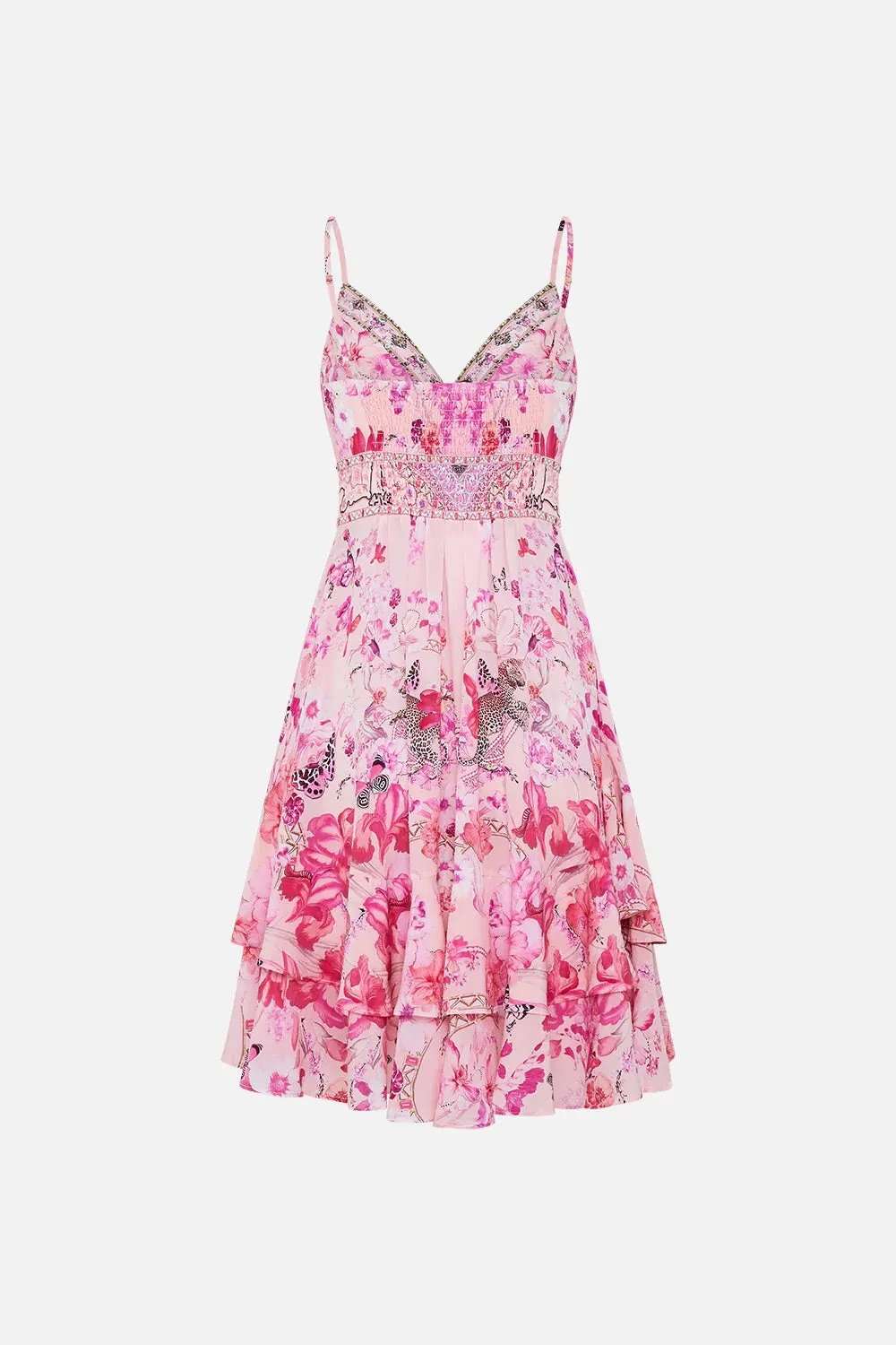 CAMILLA | BOTANICAL NOVELLA BUTTON FRONT STRAPPY FRILL DRESS