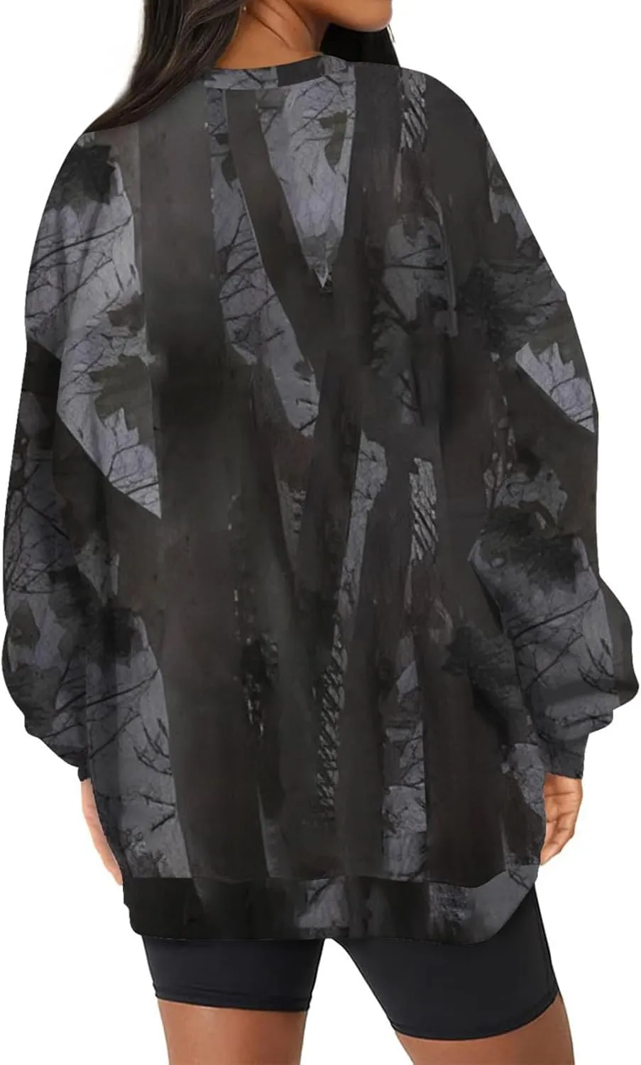 Camo Sweatshirt for Women Oversized Long Sleeve Crewneck Pullover Tops Casual Loose Fit Blouse Fashion Outdoor Clothes