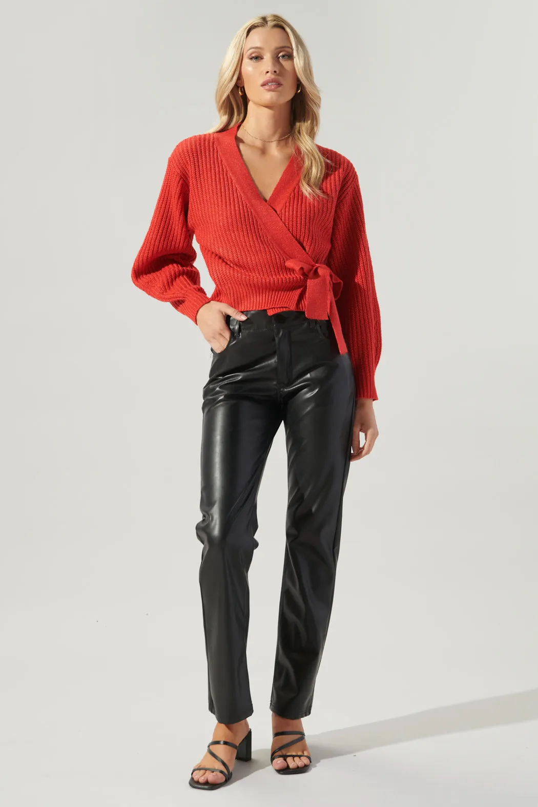 Carsyn Cropped Wrap Sweater Top
