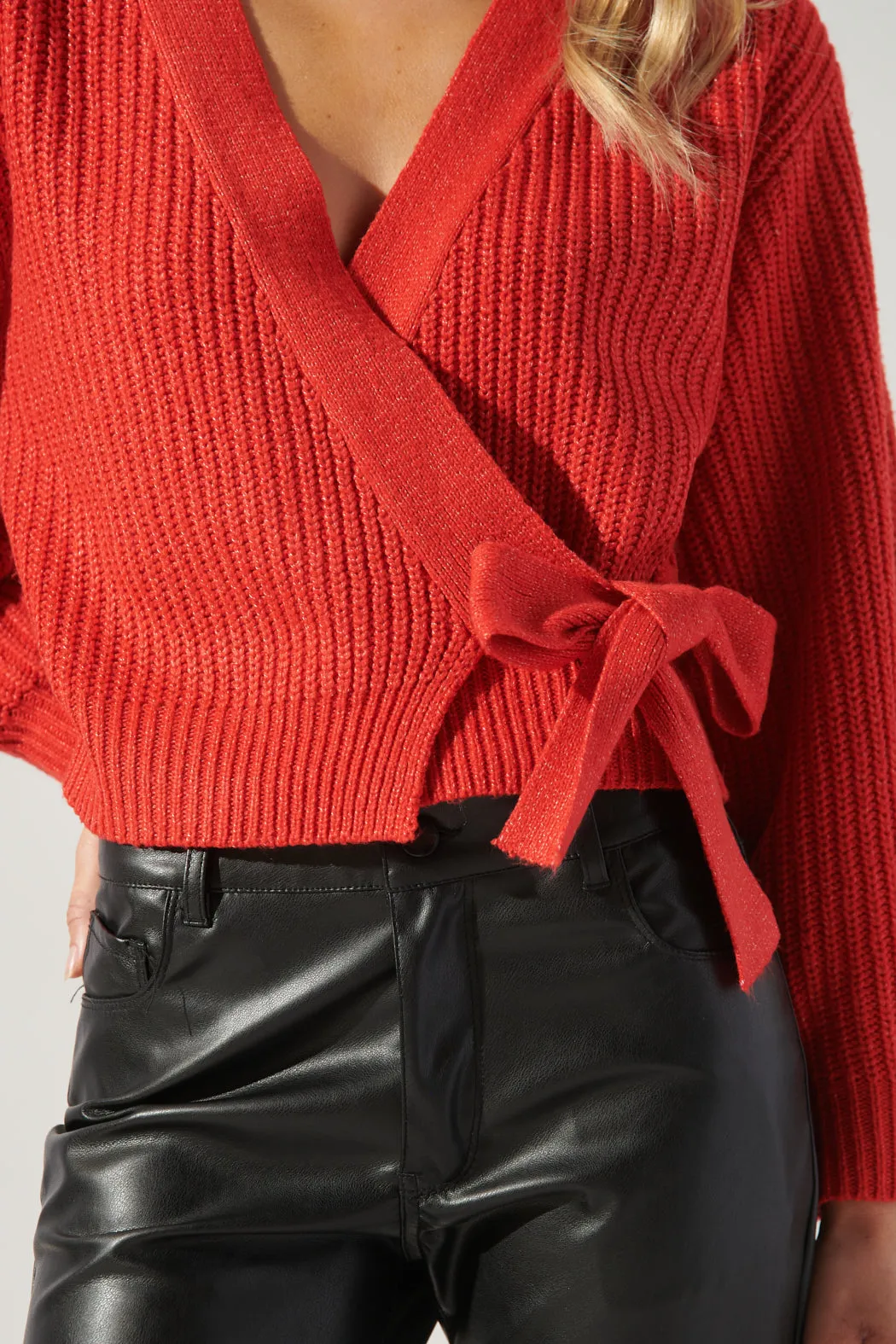 Carsyn Cropped Wrap Sweater Top