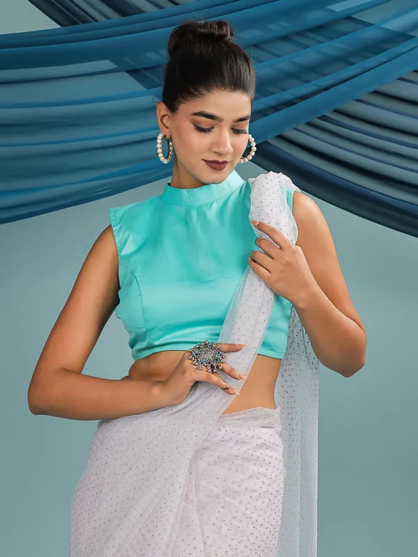 Cyan Blue Sleeveless padded Blouse