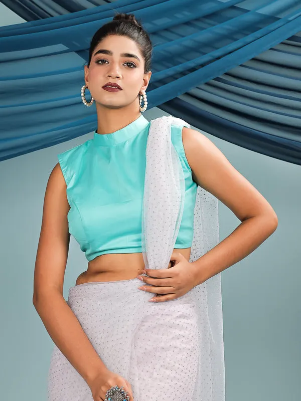 Cyan Blue Sleeveless padded Blouse