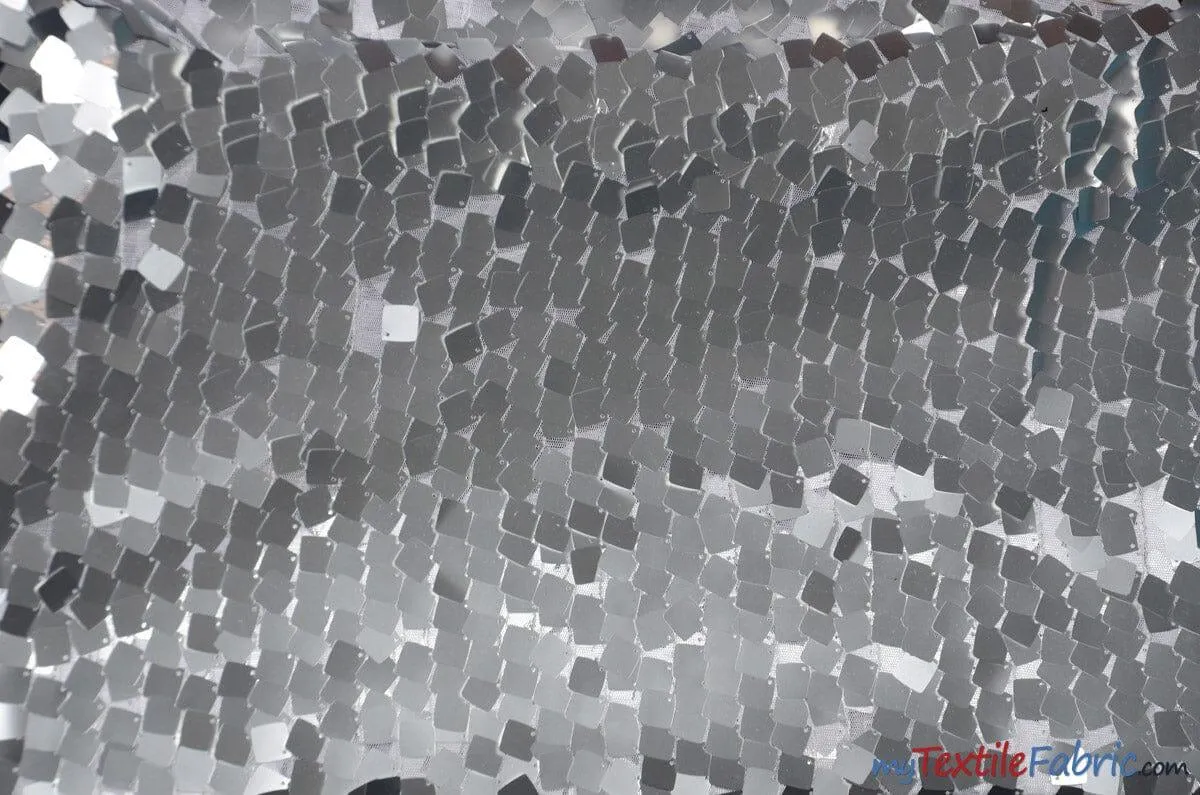 Dull Square Dazzle Sequins | Decorative Payette Sequins on Mesh | 52" Wide |