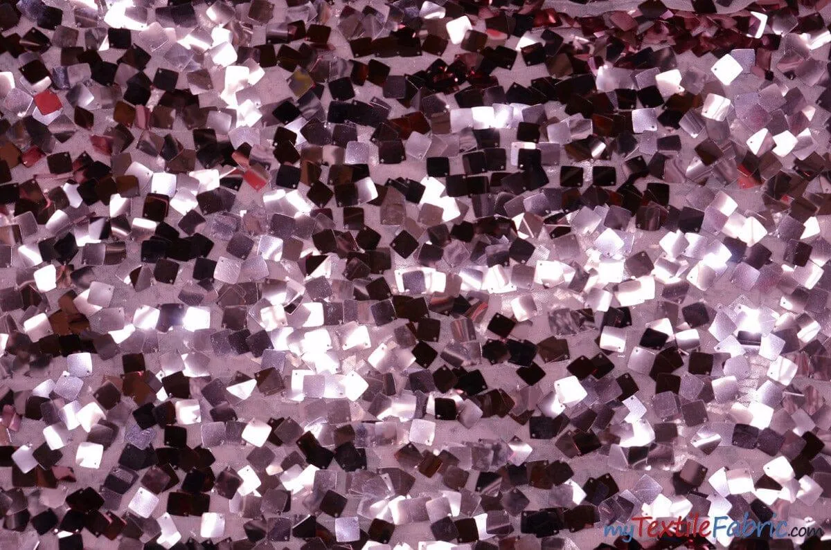 Dull Square Dazzle Sequins | Decorative Payette Sequins on Mesh | 52" Wide |