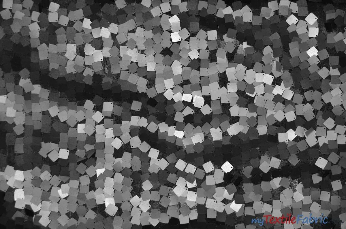 Dull Square Dazzle Sequins | Decorative Payette Sequins on Mesh | 52" Wide |