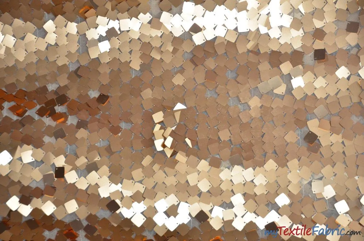 Dull Square Dazzle Sequins | Decorative Payette Sequins on Mesh | 52" Wide |