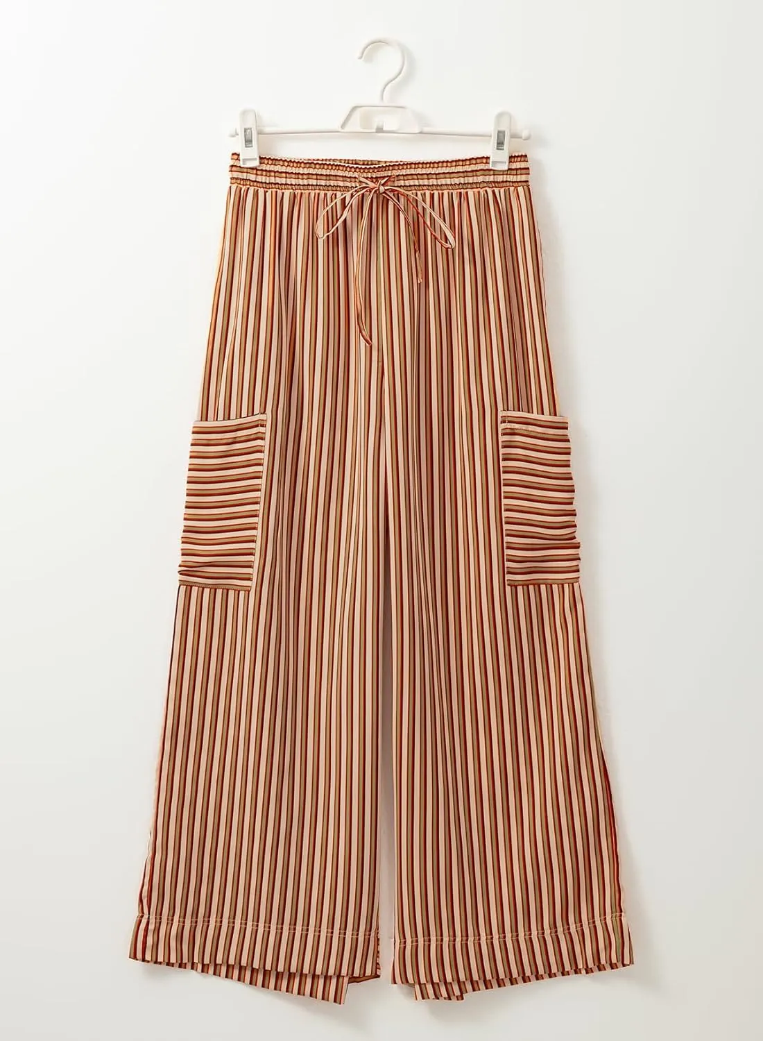 EVALESS Women Palazzo Pants Summer Casual Wide Leg High Waist Lounge Flowy Beach Striped Trousers Travel Vacation Outfits