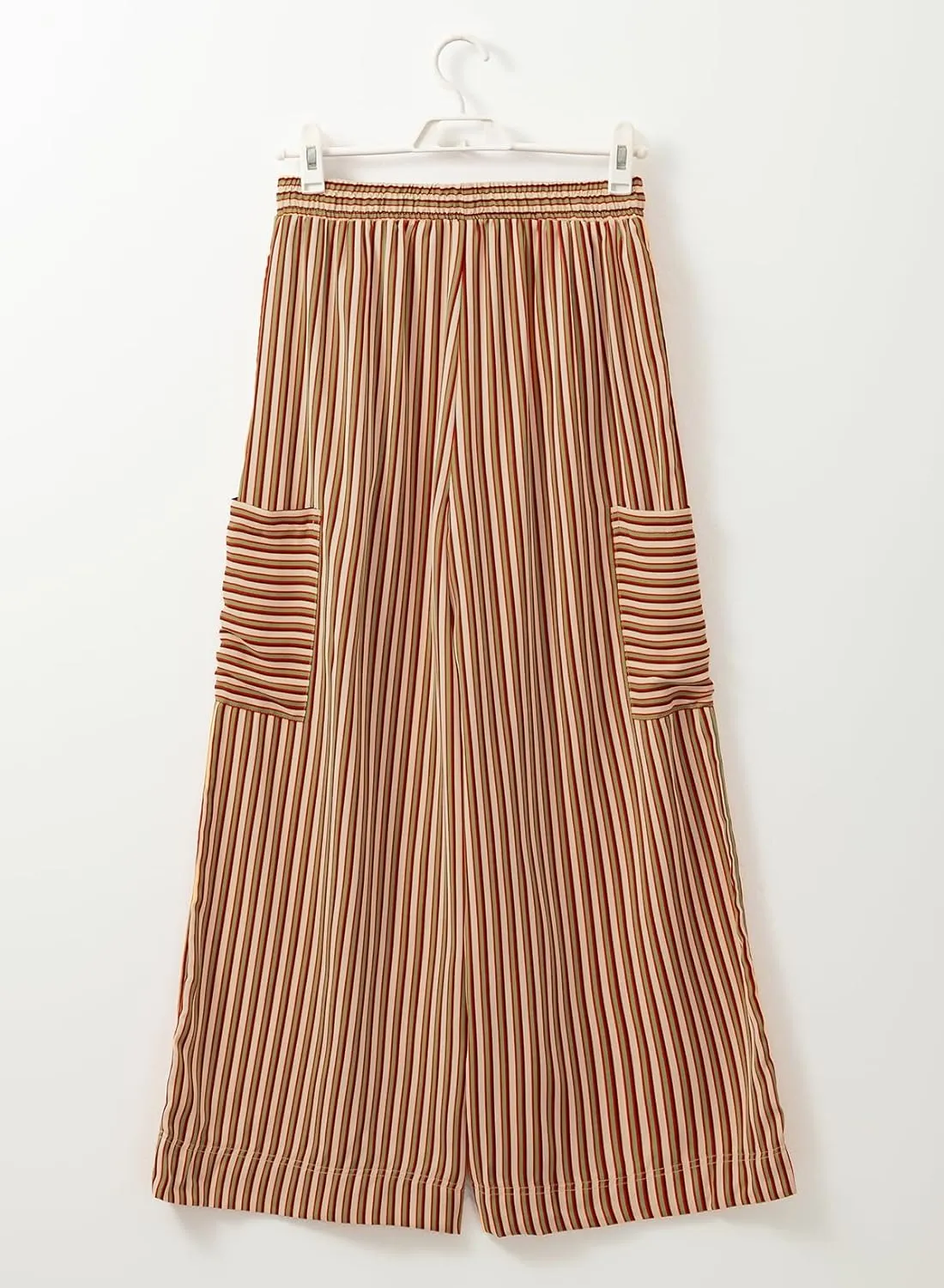 EVALESS Women Palazzo Pants Summer Casual Wide Leg High Waist Lounge Flowy Beach Striped Trousers Travel Vacation Outfits