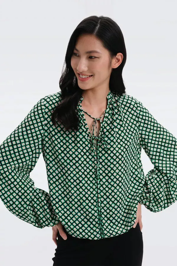 Ginny Top in Tiny Painted Cube Indian Green