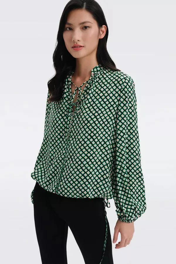 Ginny Top in Tiny Painted Cube Indian Green