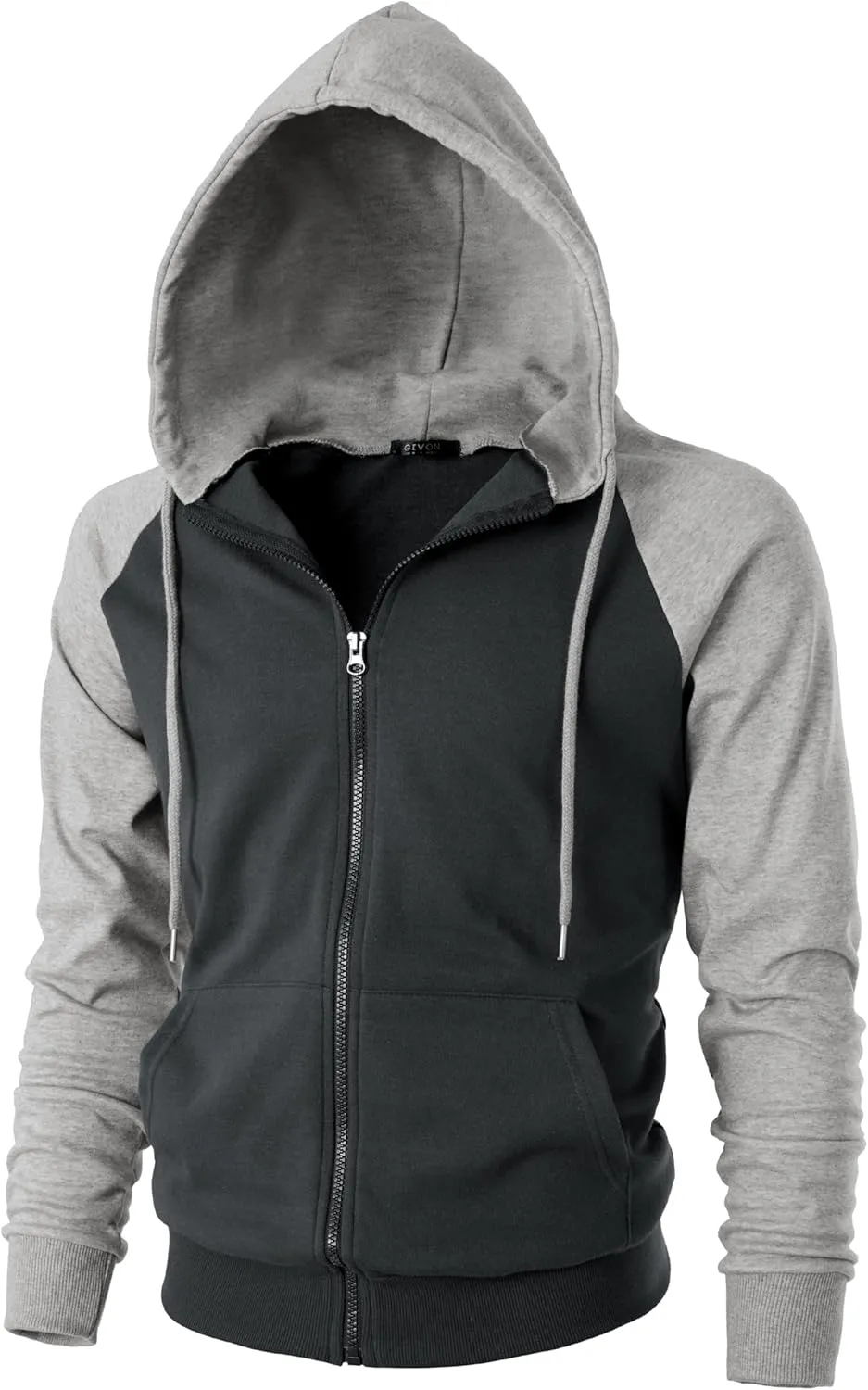 GIVON Men's Zip Up Hoodie Lightweight Baseball Raglan Hooded Sweatshirt