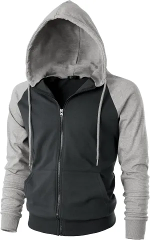 GIVON Men's Zip Up Hoodie Lightweight Baseball Raglan Hooded Sweatshirt