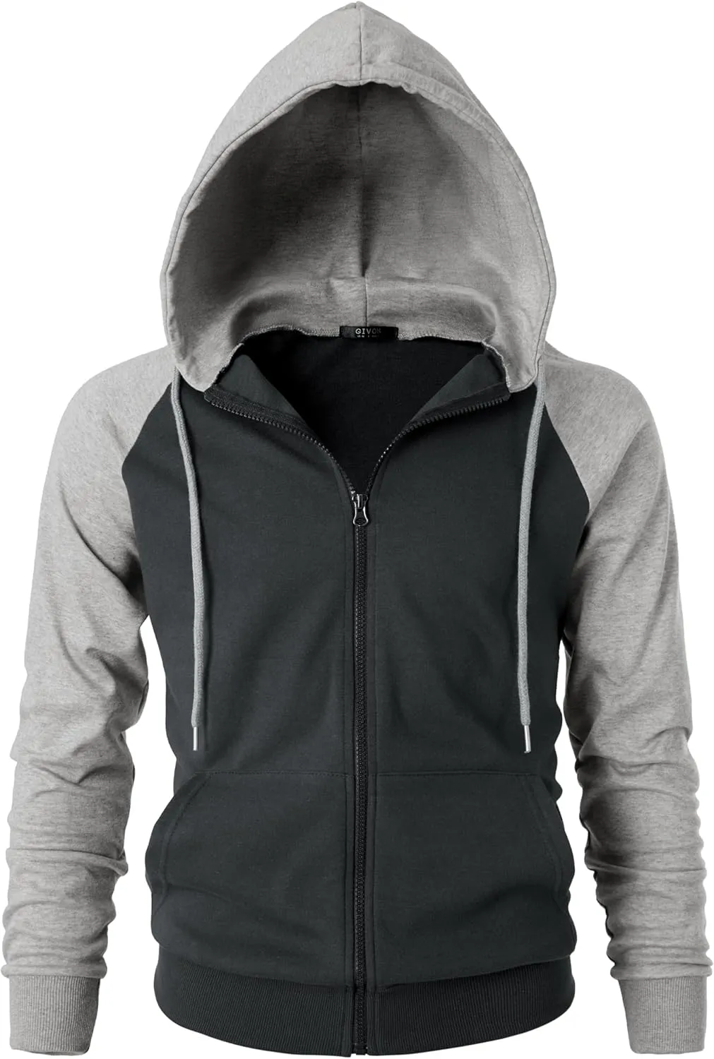 GIVON Men's Zip Up Hoodie Lightweight Baseball Raglan Hooded Sweatshirt