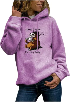 GREFER Animal Print Tops for Women Oversized Drawstring Hooded Sweatshirt Casual Long Sleeve Pullover Hoddies (1-Purple, M)