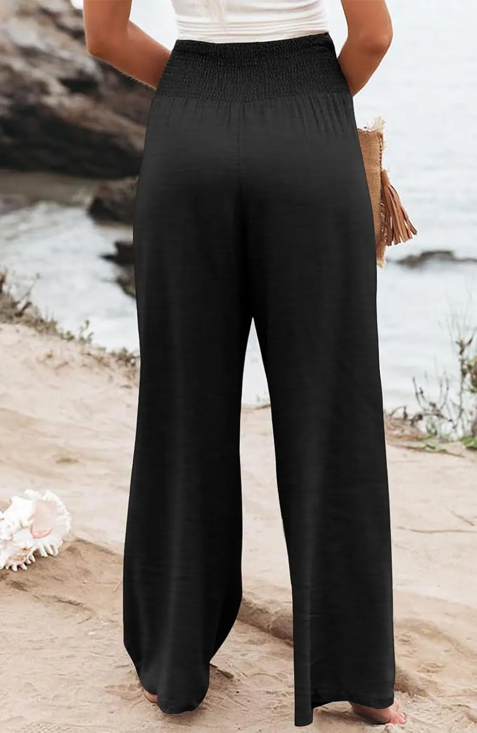 High Waisted Palazzo Wide Leg Flowy Dressy Pants for Women Business Casual Trousers with Pockets