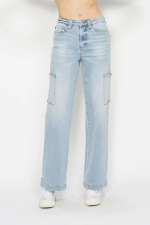 High Waisted Wide Leg Cargo Jeans