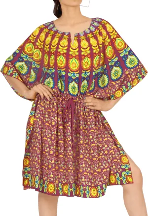 La Leela Women's Mandala Printed Everyday Fall Coverup Dress Top Blouse 2x-3x