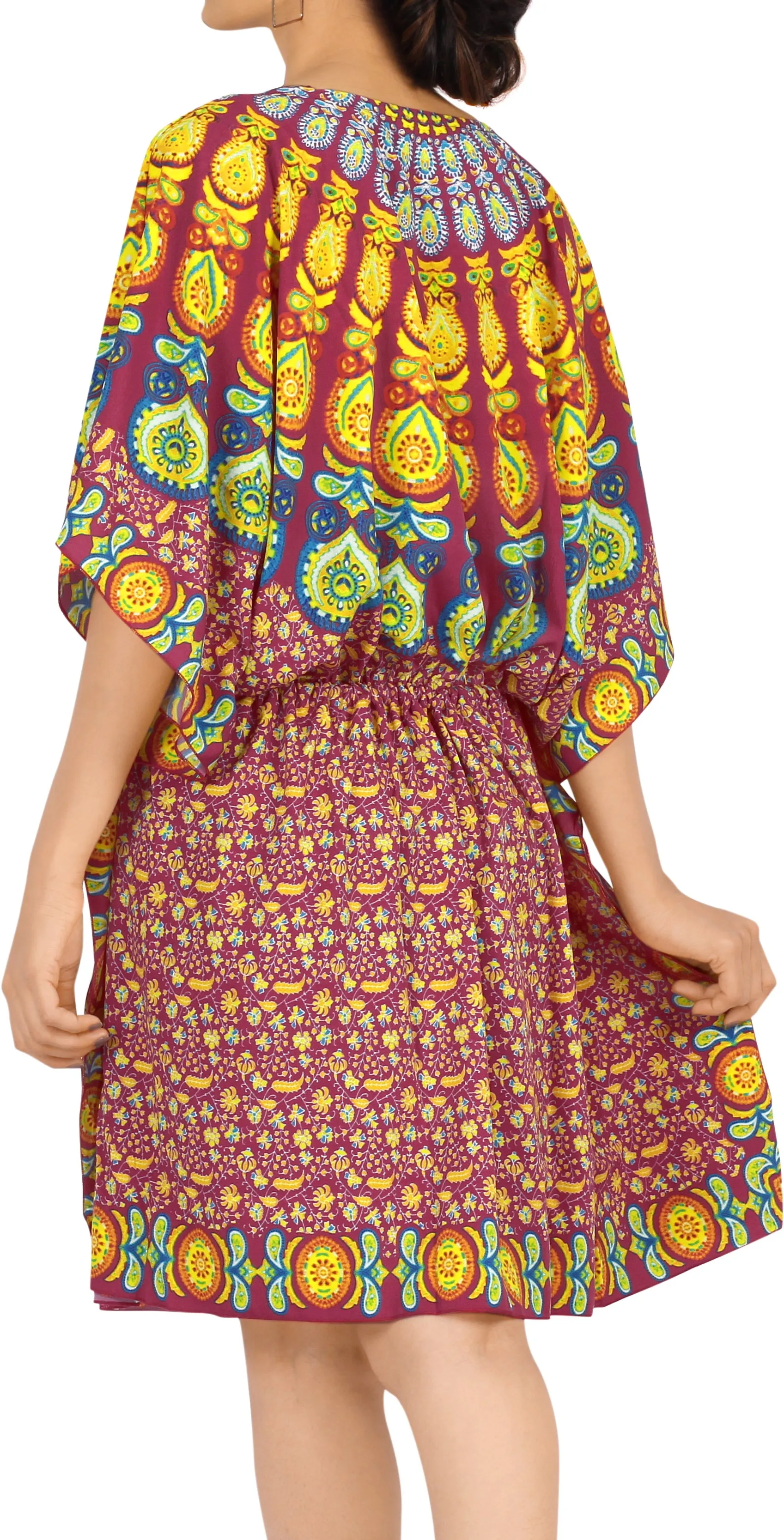 La Leela Women's Mandala Printed Everyday Fall Coverup Dress Top Blouse 2x-3x