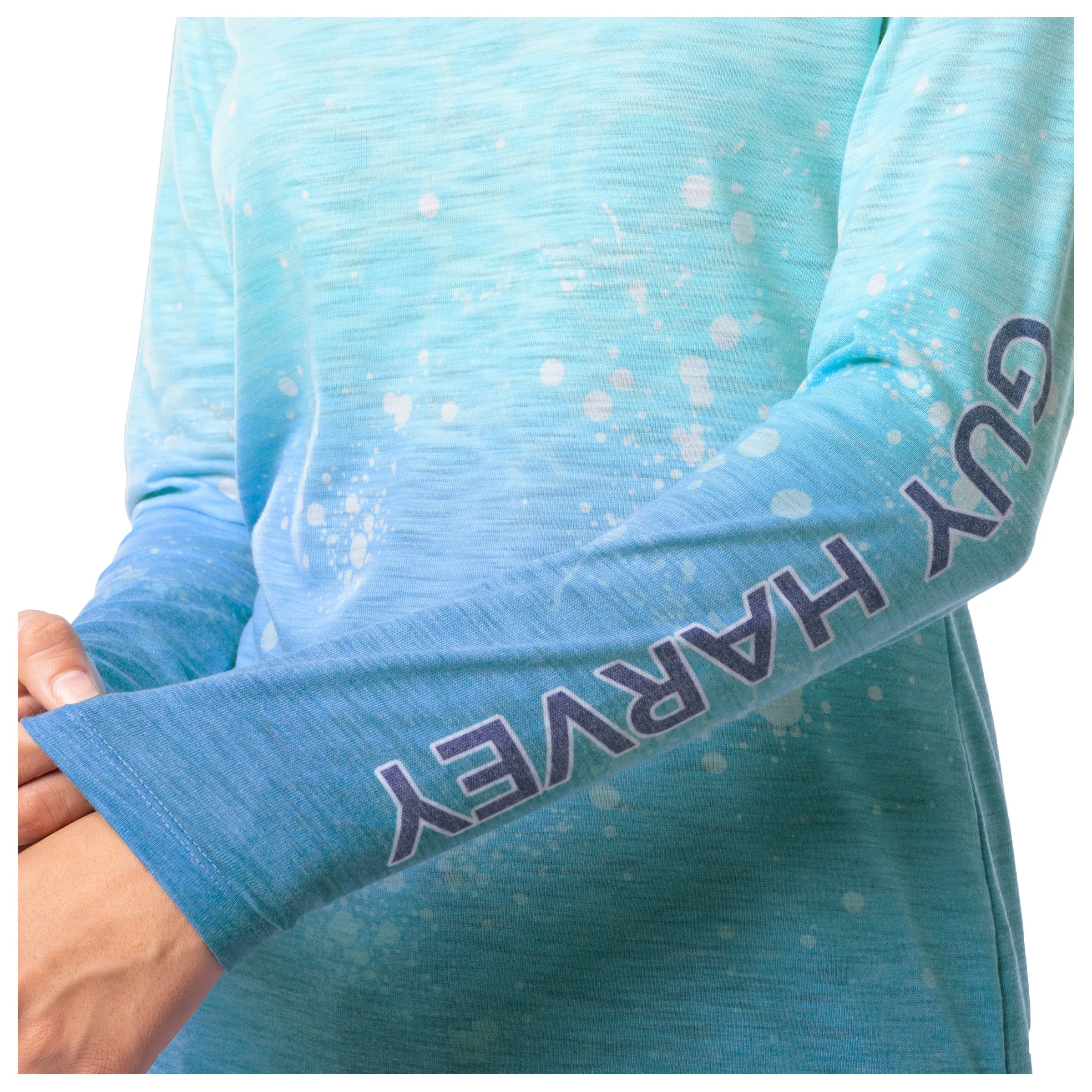 Ladies Aqua Long Sleeve Raglan Slub Shirt