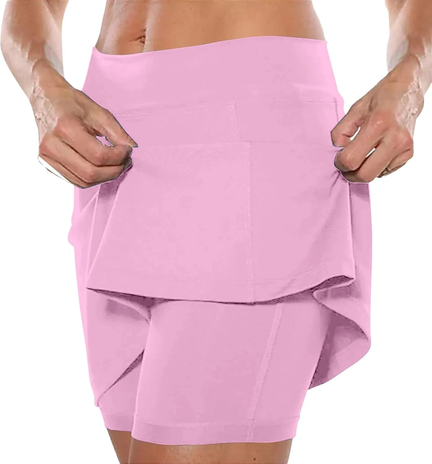 Lightweight High Waist Mid Waist Culottes Short Skirts Skinny Pants Plus Size Skorts for Women High Waist Swim