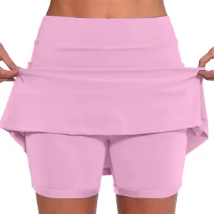 Lightweight High Waist Mid Waist Culottes Short Skirts Skinny Pants Plus Size Skorts for Women High Waist Swim