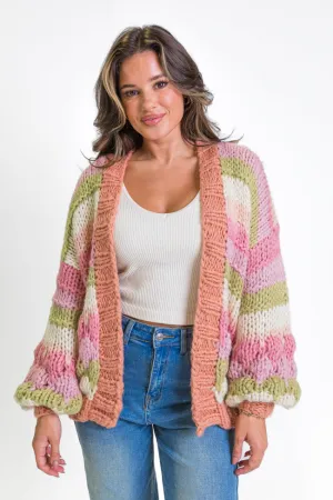Lost In Your Love Pink Multi Stripe Chunky Cardigan FINAL SALE