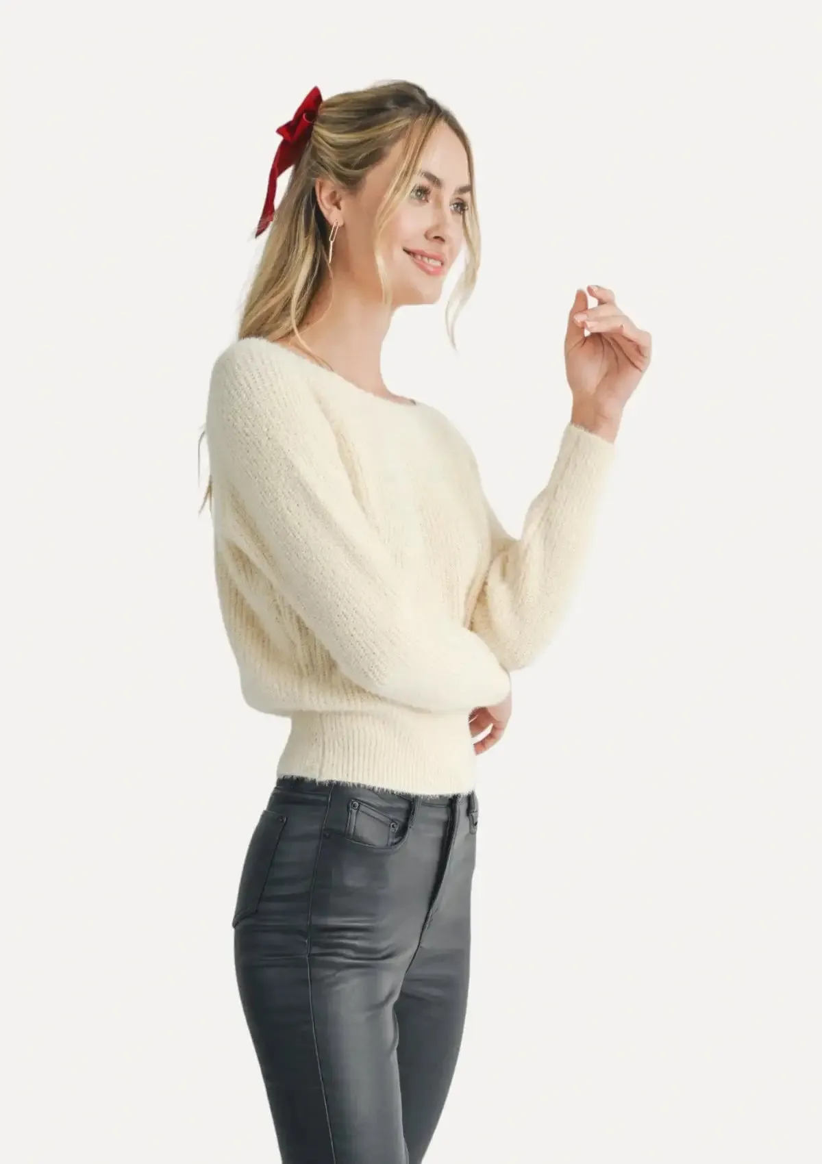 Lydia Fuzzy Sweater - Cream