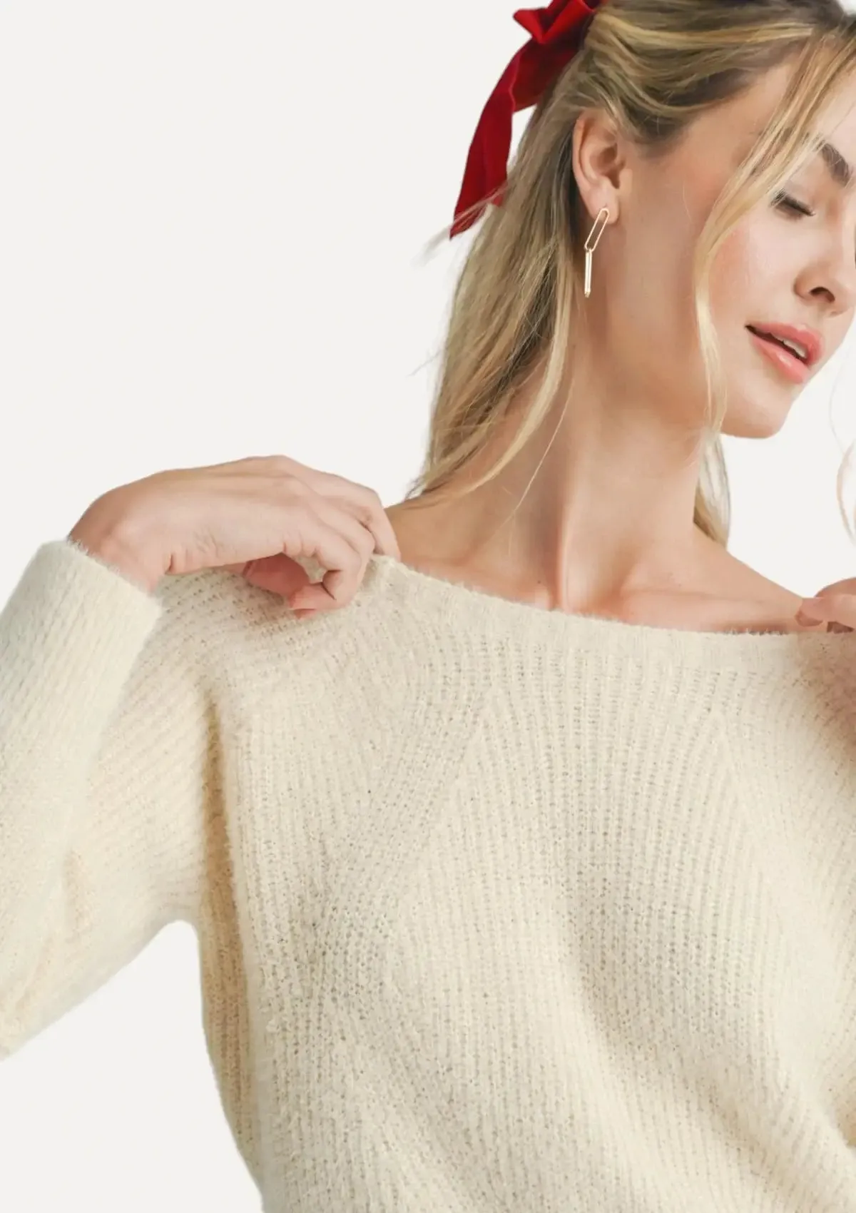 Lydia Fuzzy Sweater - Cream