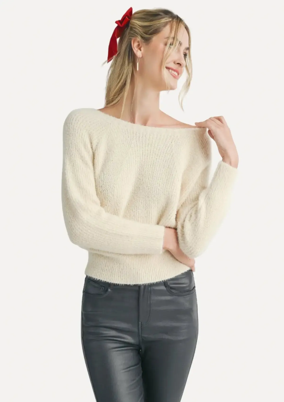 Lydia Fuzzy Sweater - Cream