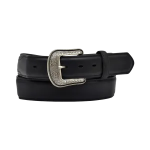 M&F Men's 3D Black Waxy Full-Grain Leather Belt