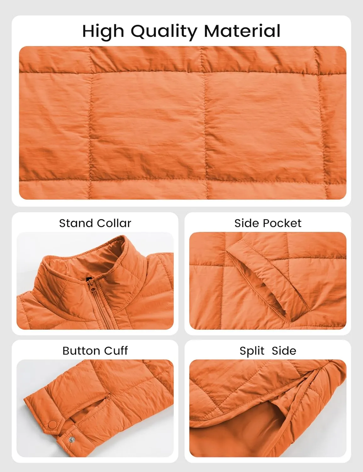 Omoone Women's Quilted Puffer Jacket Zip Up Oversized Lightweight Padded Down Coat Outerwear