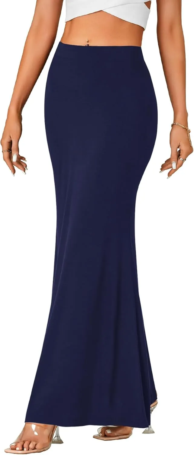 Rooscier Women's High Waist Maxi Skirt Lightweight Floor Length Flared Long Skirt