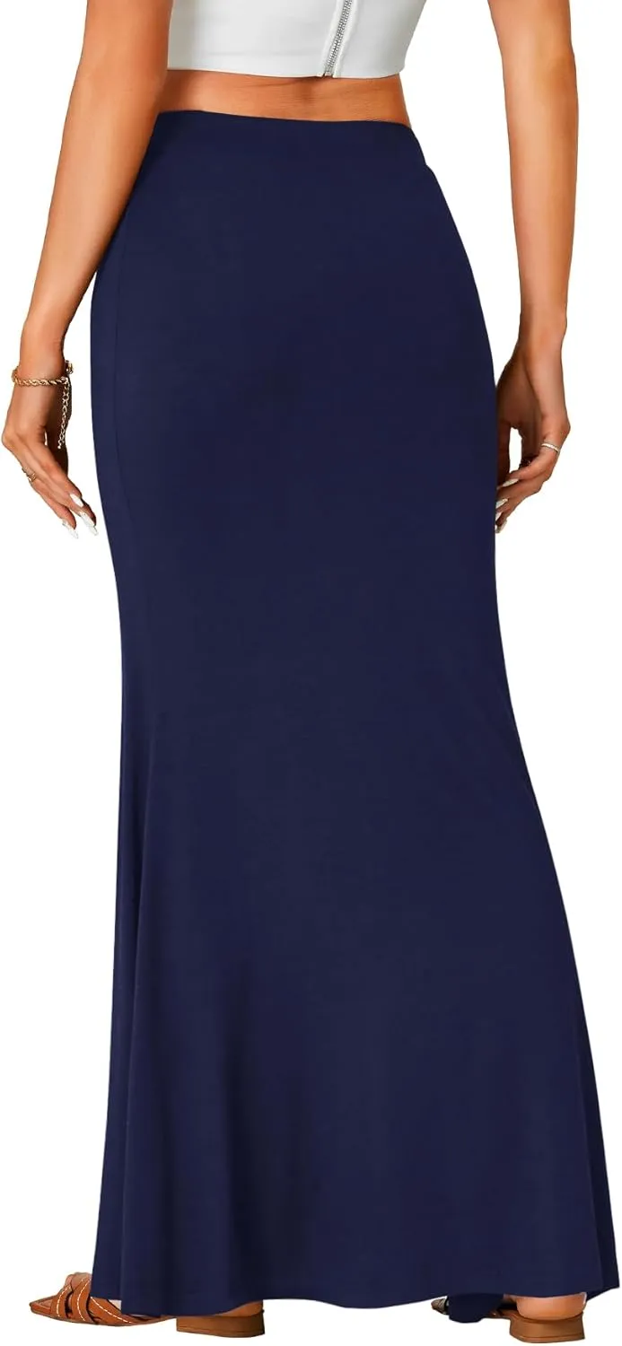 Rooscier Women's High Waist Maxi Skirt Lightweight Floor Length Flared Long Skirt