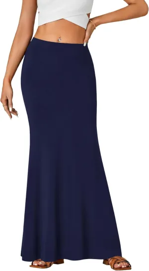 Rooscier Women's High Waist Maxi Skirt Lightweight Floor Length Flared Long Skirt
