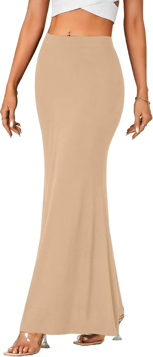 Rooscier Women's High Waist Maxi Skirt Lightweight Floor Length Flared Long Skirt