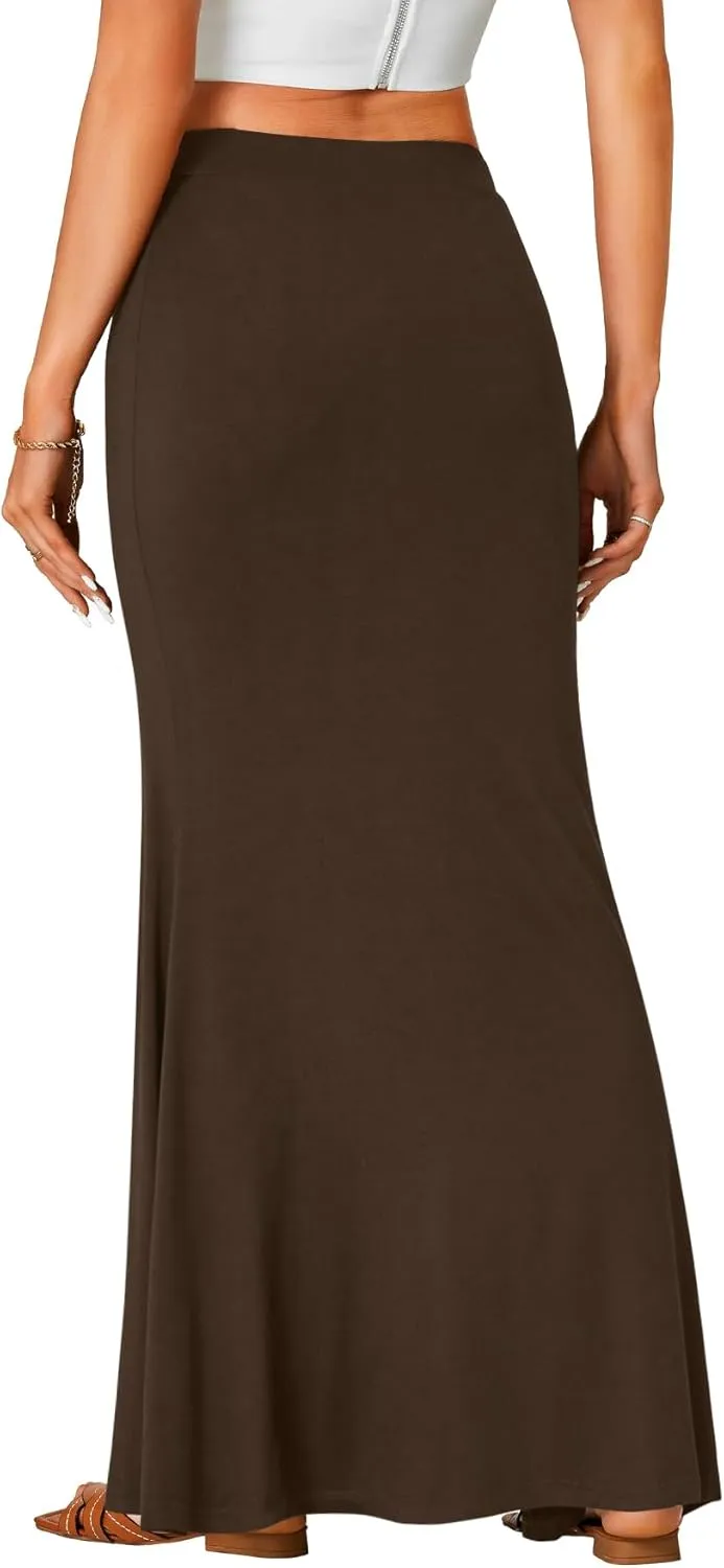 Rooscier Women's High Waist Maxi Skirt Lightweight Floor Length Flared Long Skirt