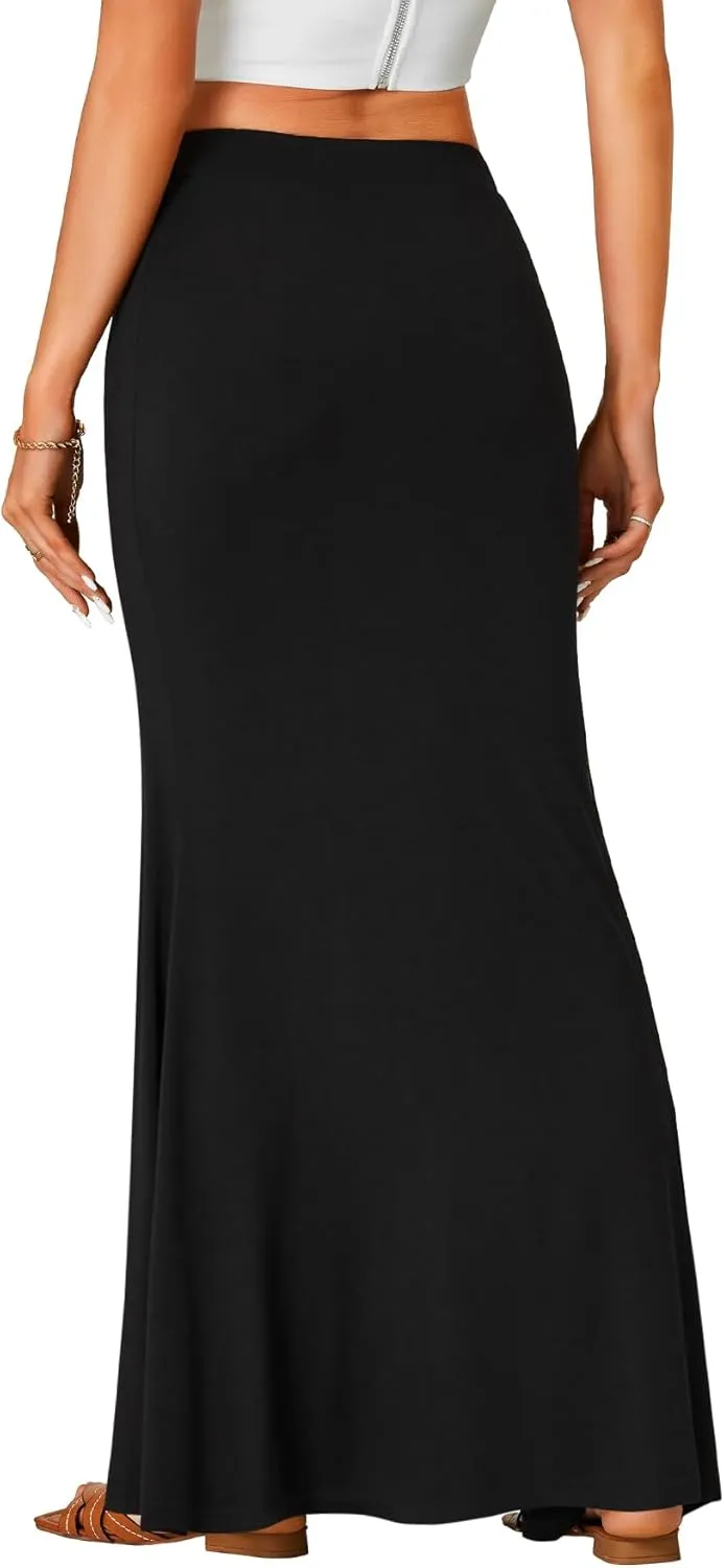 Rooscier Women's High Waist Maxi Skirt Lightweight Floor Length Flared Long Skirt